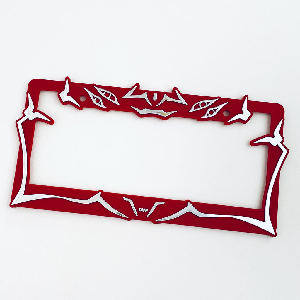 Ryomen Sukuna design over red license plate frame